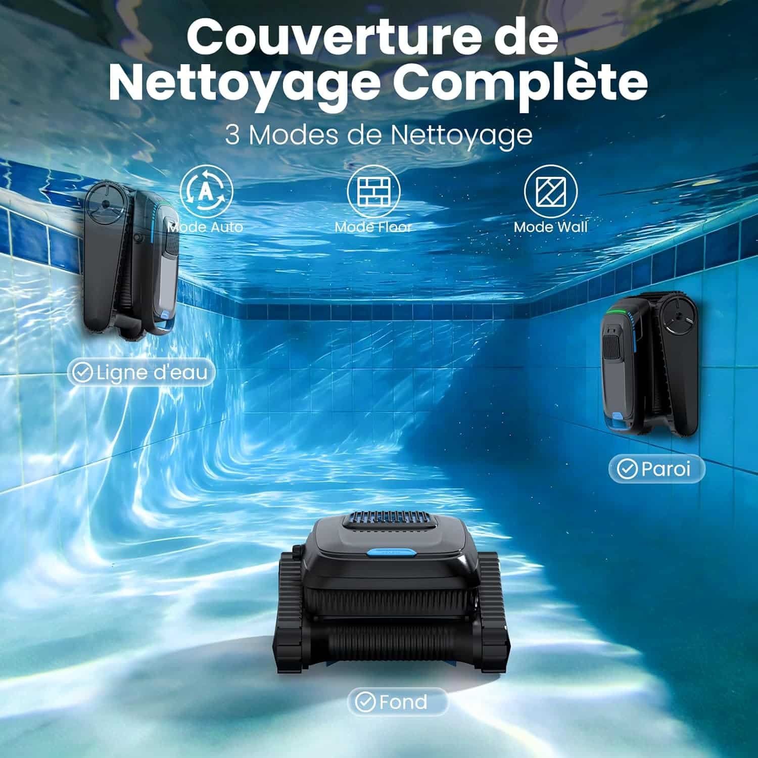 Robot de piscine sans fil BOTLUXE PC10, vue 2 (photo fabricant)