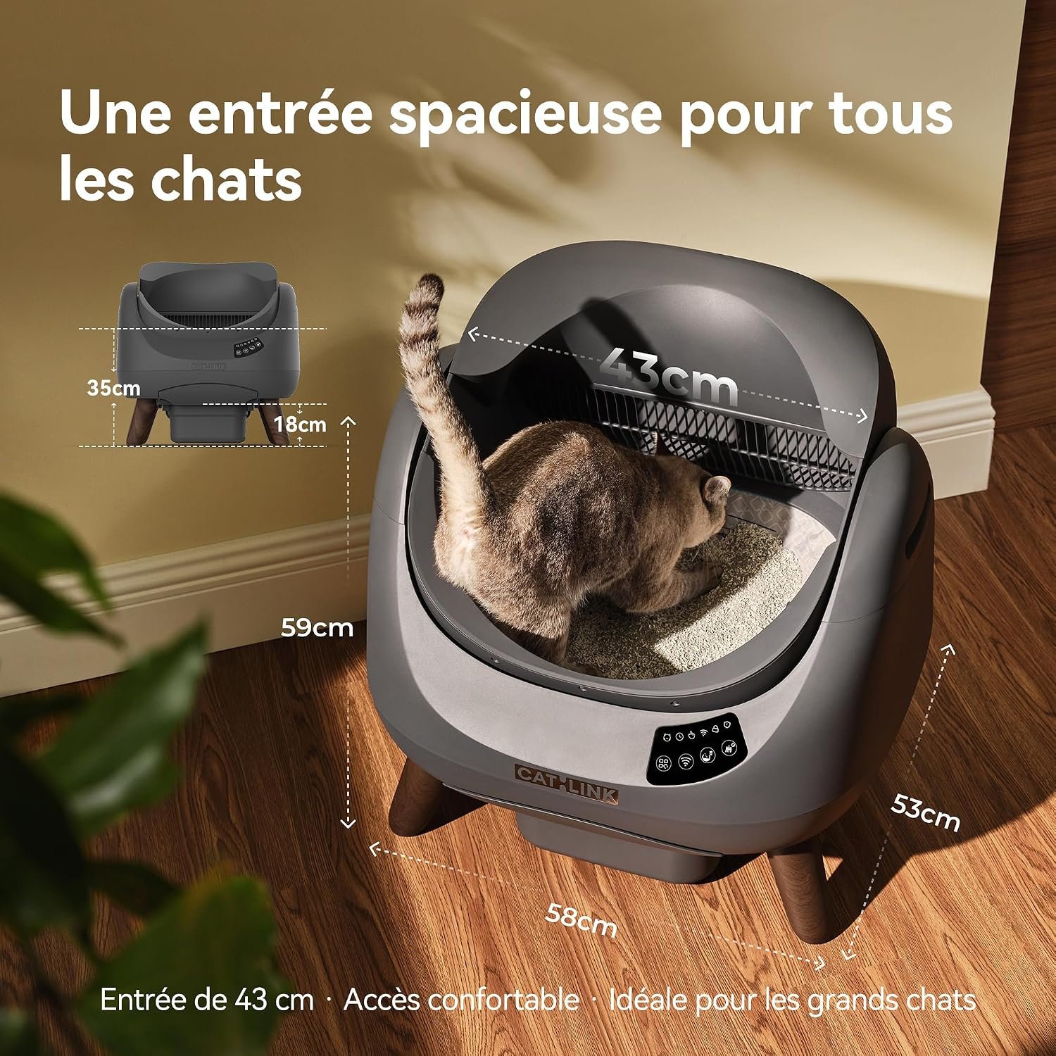 Litière autonettoyante CATLINK à dessus ouvert, vue 2 (photo fabricant)