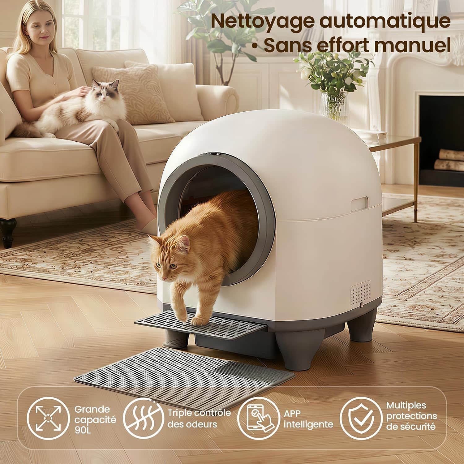 Litière autonettoyante Devoko 90L, vue 2 (photo fabricant)