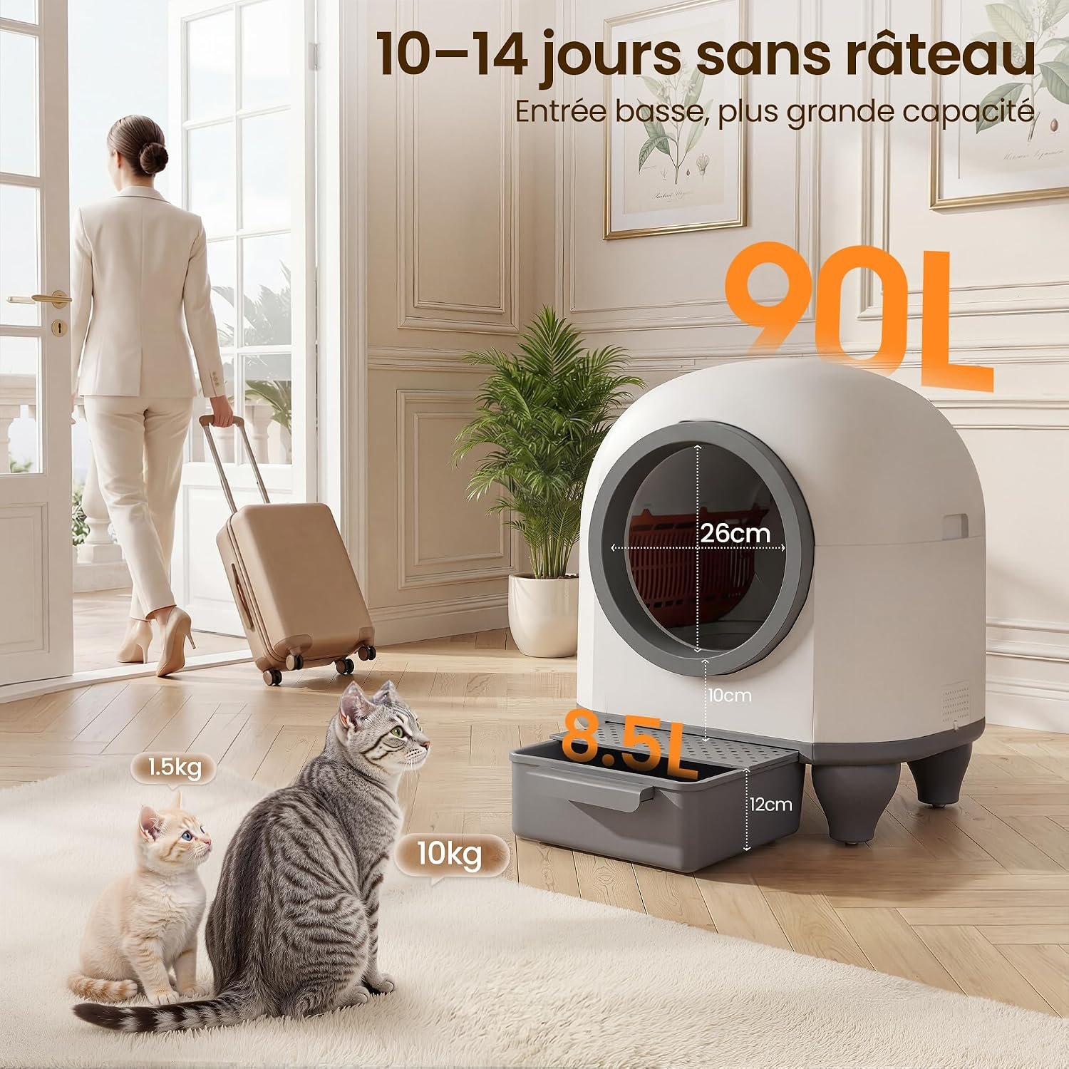 Litière autonettoyante Devoko 90L, vue 4 (photo fabricant)
