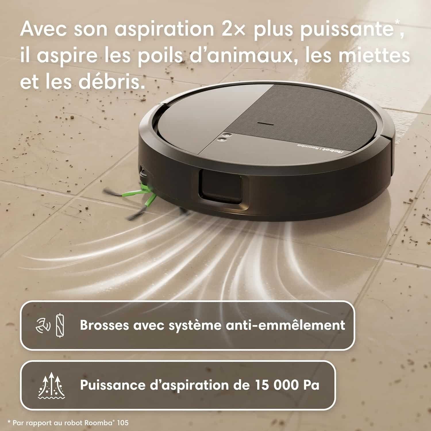 Robot aspirateur laveur iRobot Roomba 115 Combo avec base AutoEmpty, vue 3 (photo fabricant)