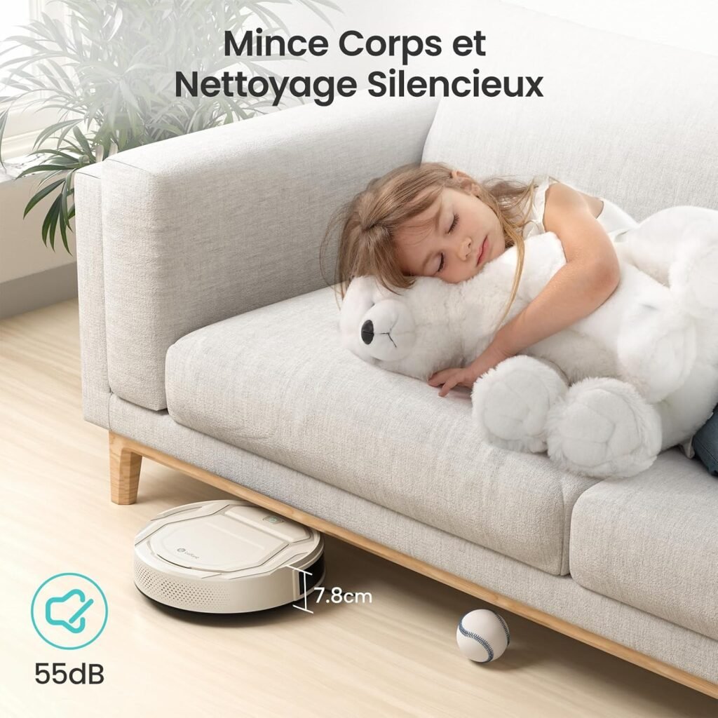 Lefant M210P : profil de 7,8 cm passant sous un canapé, niveau sonore de 55 dB (photo fabricant)