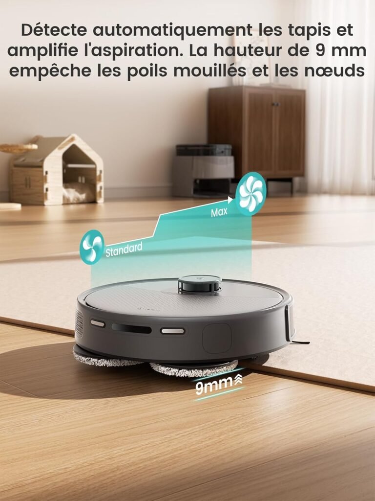 Lefant M3 Max : Infographie de la détection des tapis et du relevage de serpillière de 9 mm (photo fabricant)