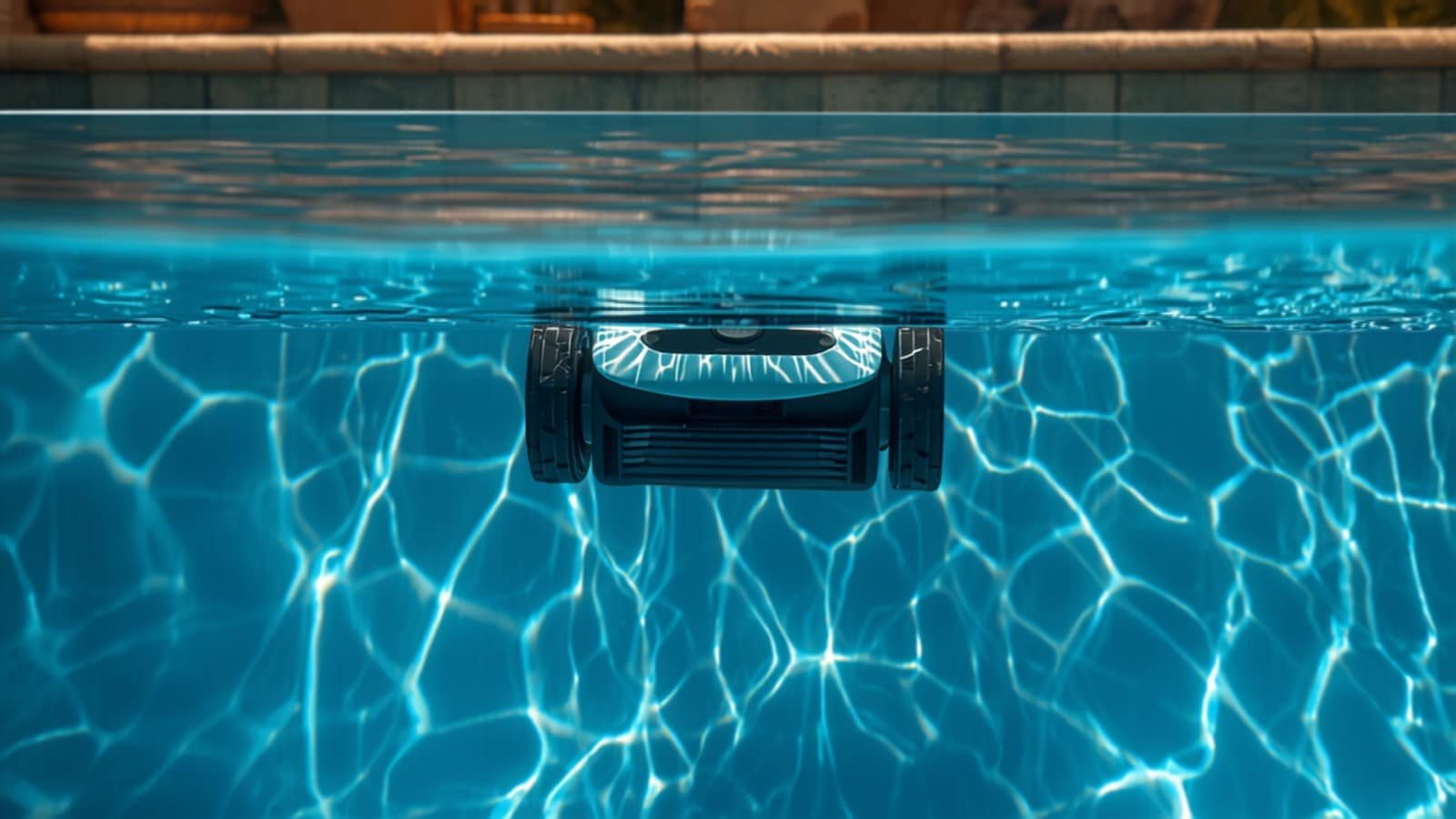 Surface d'eau et ligne d'eau propres d'une piscine enterrée (illustration)
