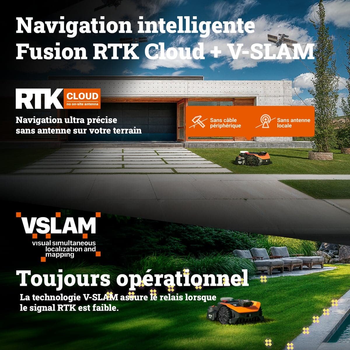 Robot tondeuse Worx Vision Cloud WR318E, vue 3 (photo fabricant)
