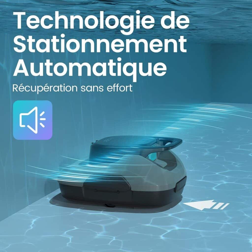 Aiper Scuba SE : Infographie du stationnement automatique en bord de paroi (photo fabricant)