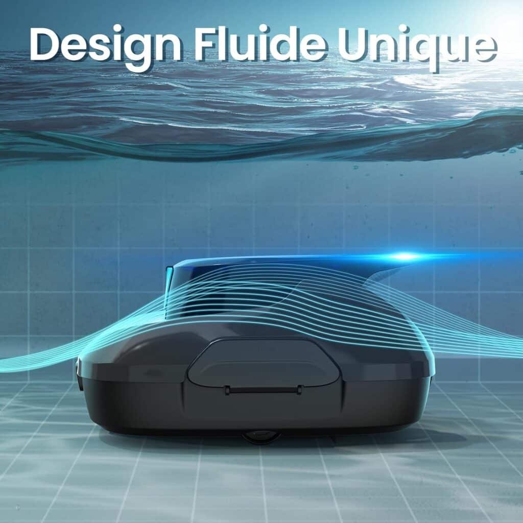 Aiper Scuba SE : Vue de profil du robot sous l'eau, carénage hydrodynamique (photo fabricant)