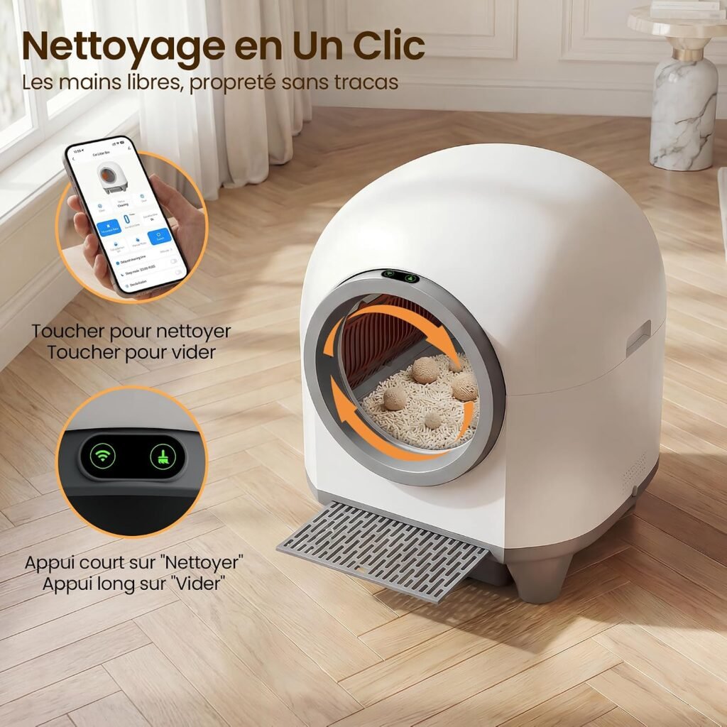 Devoko 90L : commande de nettoyage en un clic depuis l'application ou le bouton (photo fabricant)