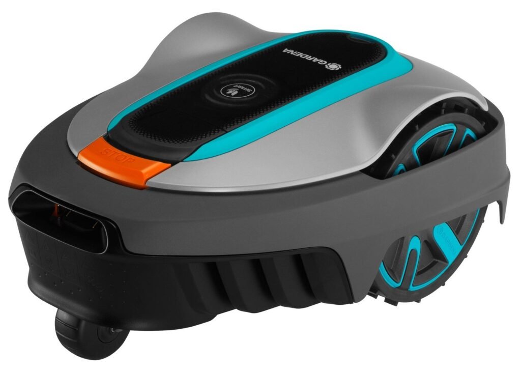 Gardena Smart Sileno City 600 : Robot vu de trois quarts arrière (photo fabricant)